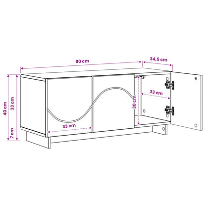 tv-meubel 90 x 34,5 x 40 cm Oud hout Bewerkt hout