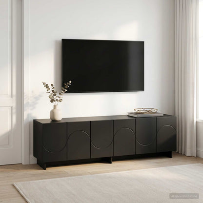 tv-meubel 140 x 34,5 x 40 cm Zwart Bewerkt hout