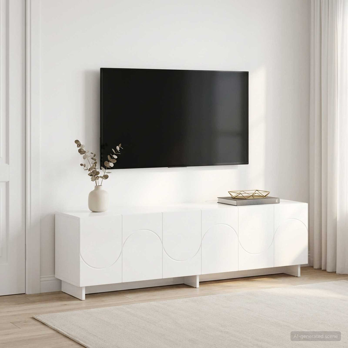 tv-meubel 140 x 34,5 x 40 cm Hoogglans Wit Bewerkt hout