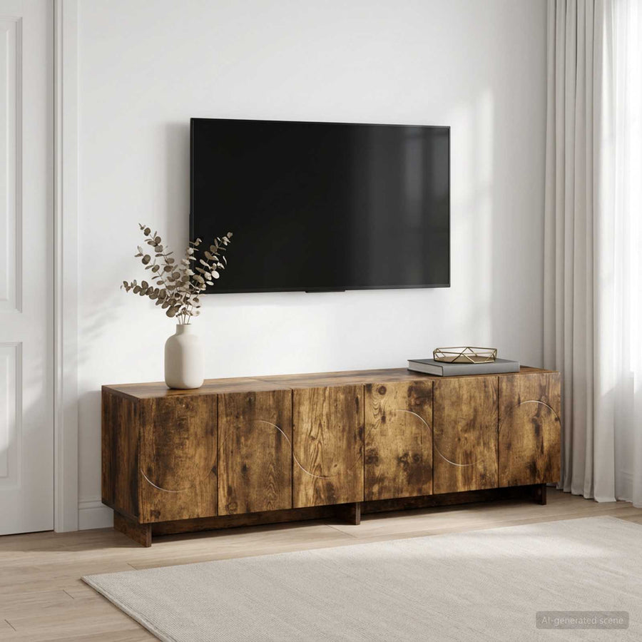 tv-meubel 140 x 34,5 x 40 cm Gerookt eiken Bewerkt hout