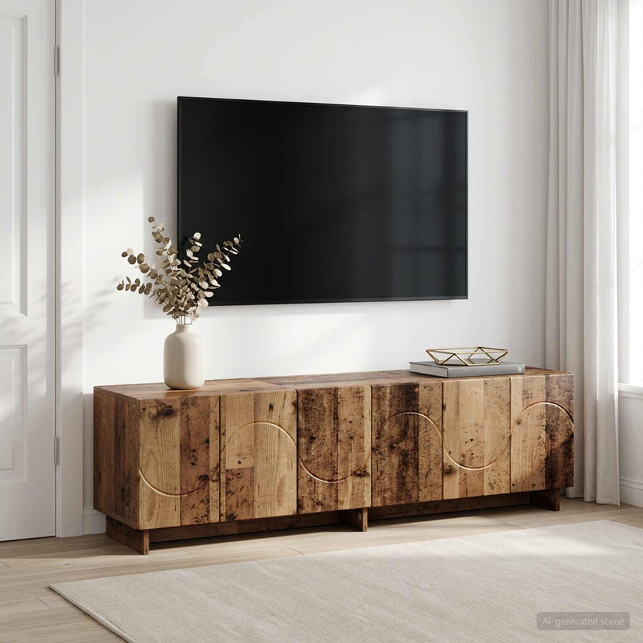 tv-meubel 140 x 34,5 x 40 cm Oud hout Bewerkt hout