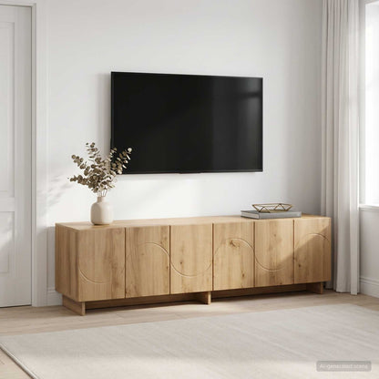 tv-meubel 140 x 34,5 x 40 cm Artisanaal eiken Bewerkt hout