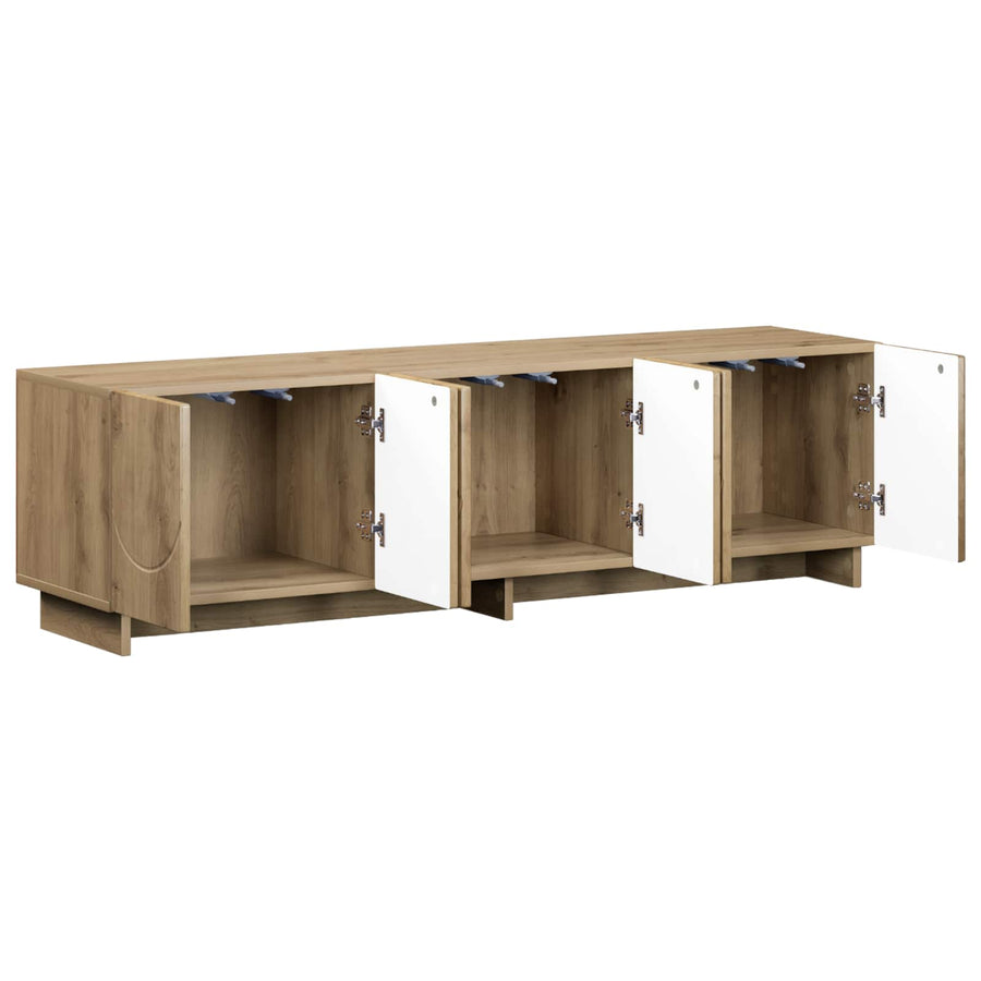 tv-meubel 140 x 34,5 x 40 cm Artisanaal eiken Bewerkt hout
