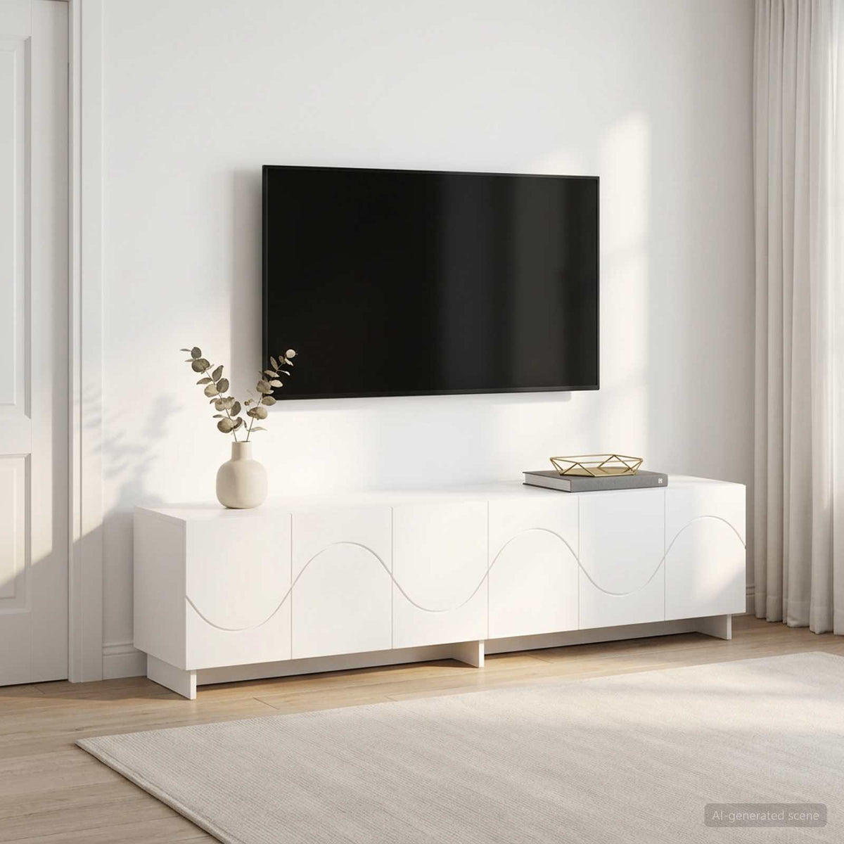 tv-meubel 180 x 34,5 x 40 cm Wit Bewerkt hout