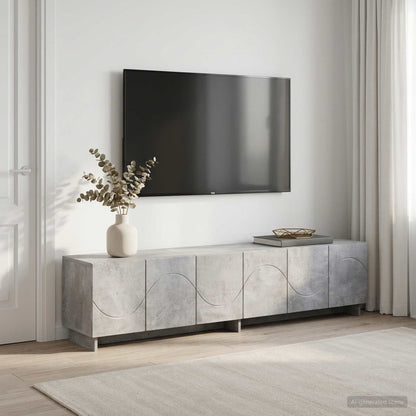 tv-meubel 180 x 34,5 x 40 cm Betongrijs Bewerkt hout