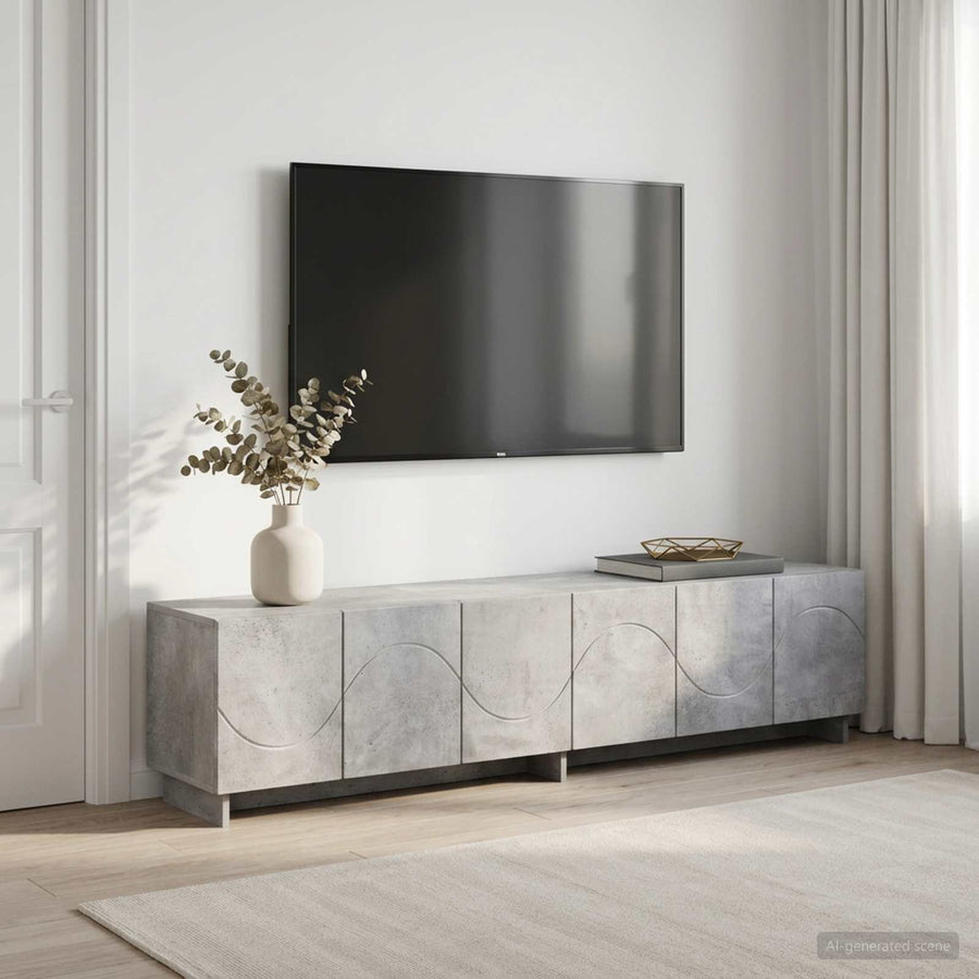 tv-meubel 180 x 34,5 x 40 cm Betongrijs Bewerkt hout