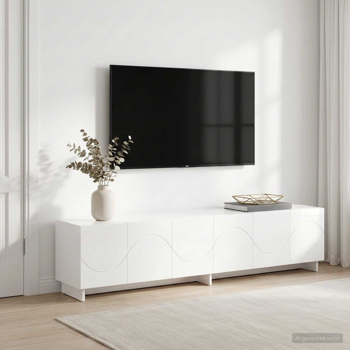 tv-meubel 180 x 34,5 x 40 cm Hoogglans Wit Bewerkt hout