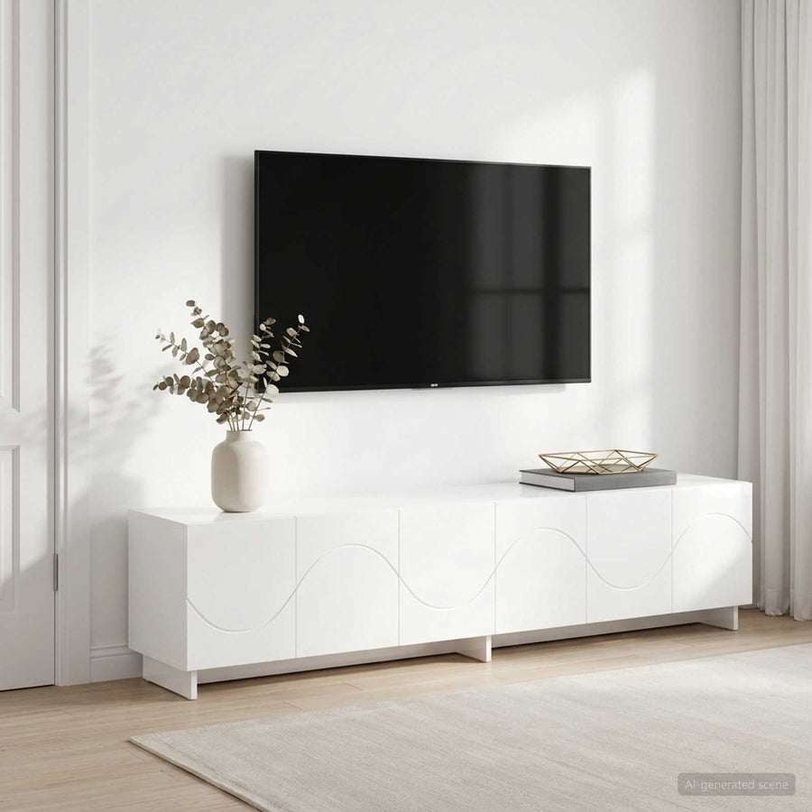 tv-meubel 180 x 34,5 x 40 cm Hoogglans Wit Bewerkt hout