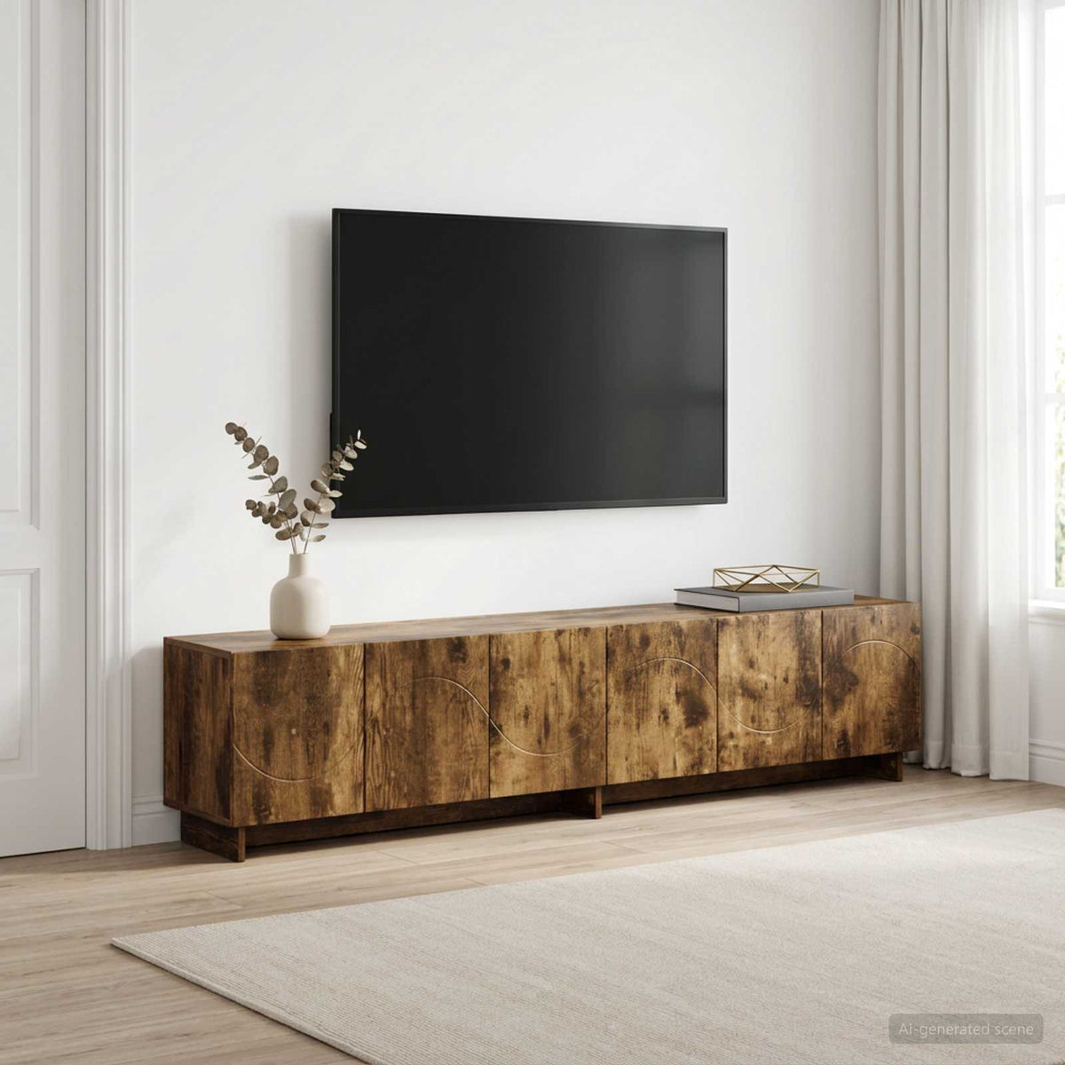 tv-meubel 180 x 34,5 x 40 cm Gerookt eiken Bewerkt hout