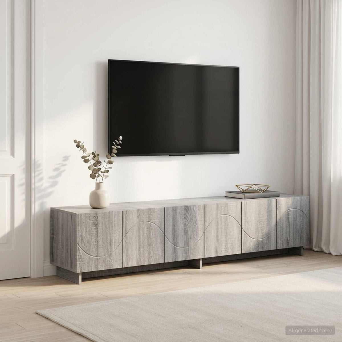 tv-meubel 180 x 34,5 x 40 cm Grijs Sonoma Bewerkt hout