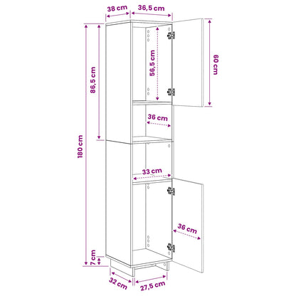 Badkamerkast Wit 36.5 x 38 x 180 cm Bewerkt hout