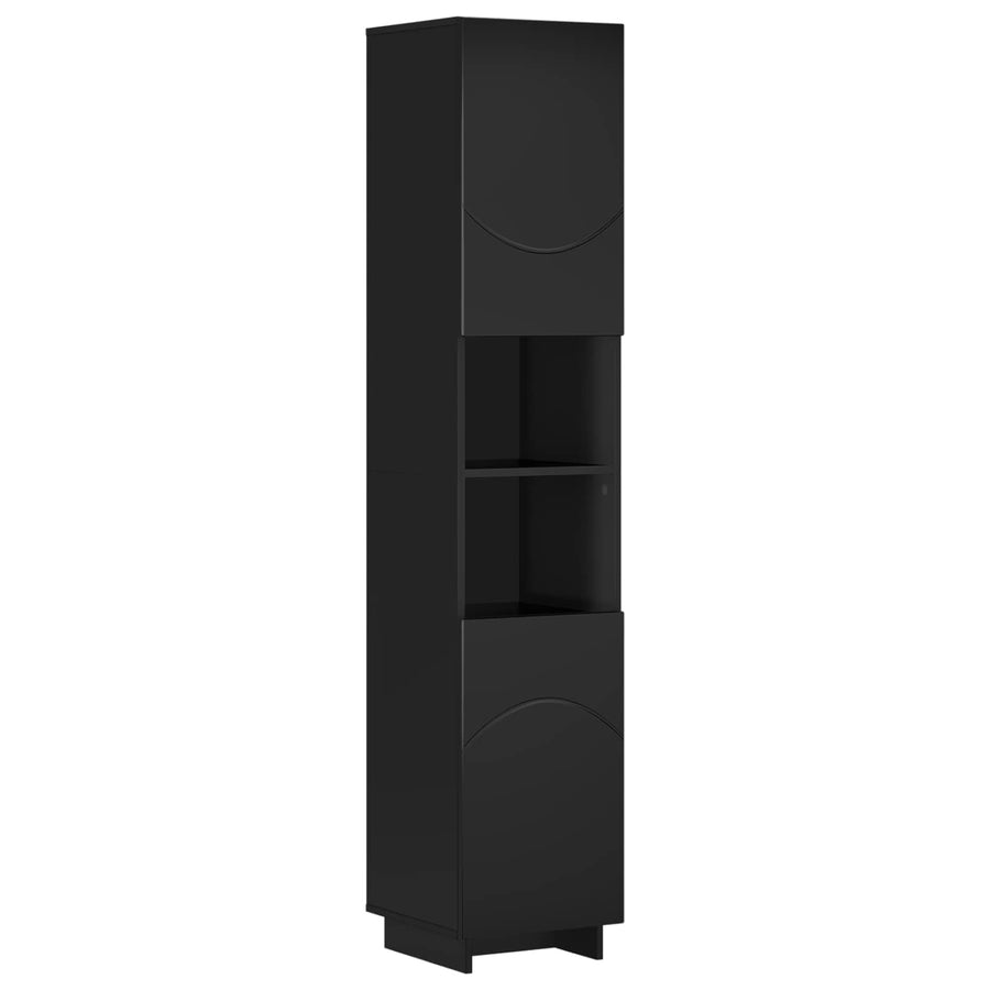Badkamerkast Zwart 36.5 x 38 x 180 cm Bewerkt hout