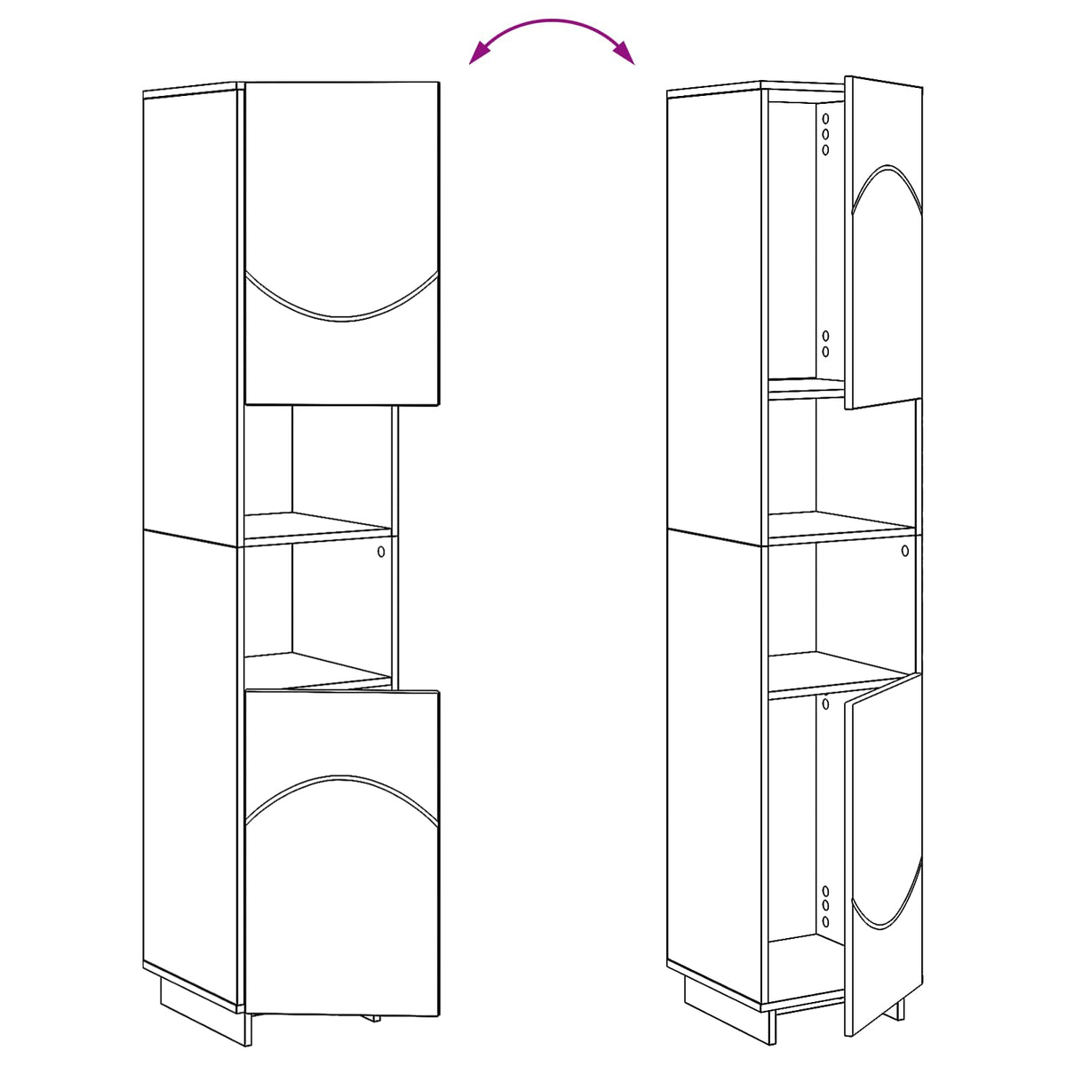 Badkamerkast Zwart 36.5 x 38 x 180 cm Bewerkt hout