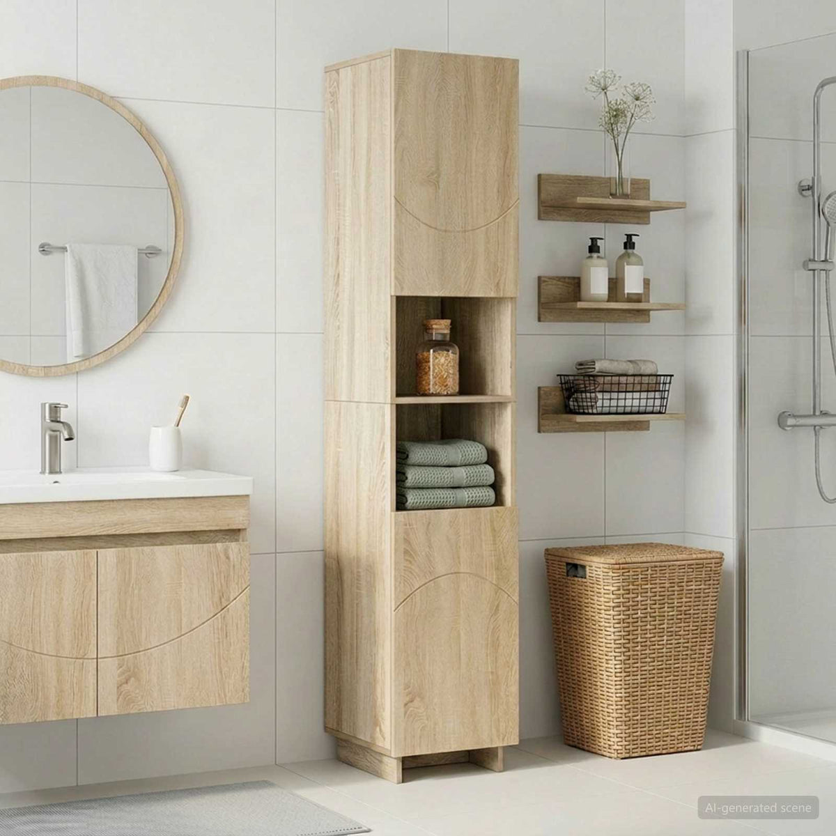 Badkamerkast Sonoma Eiken 36.5 x 38 x 180 cm Bewerkt hout