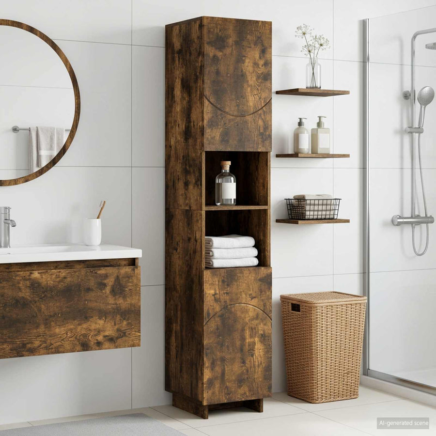 Badkamerkast Gerookt eiken 36.5 x 38 x 180 cm Bewerkt hout