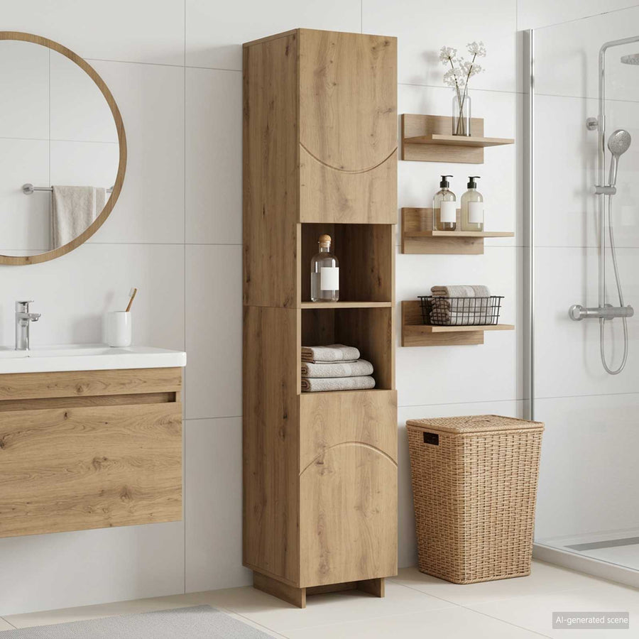 Badkamerkast Artisanaal eiken 36.5 x 38 x 180 cm Bewerkt hout