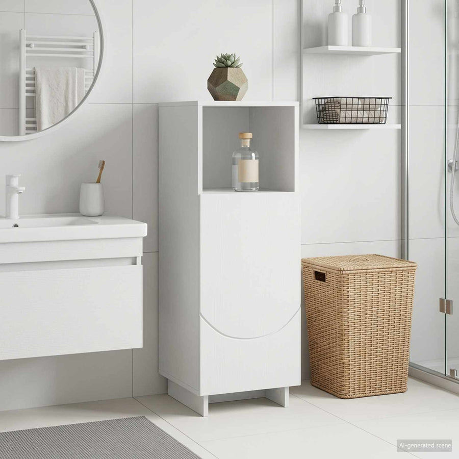 Badkamerkast Wit 36,5 x 38 x 95 cm Bewerkt hout
