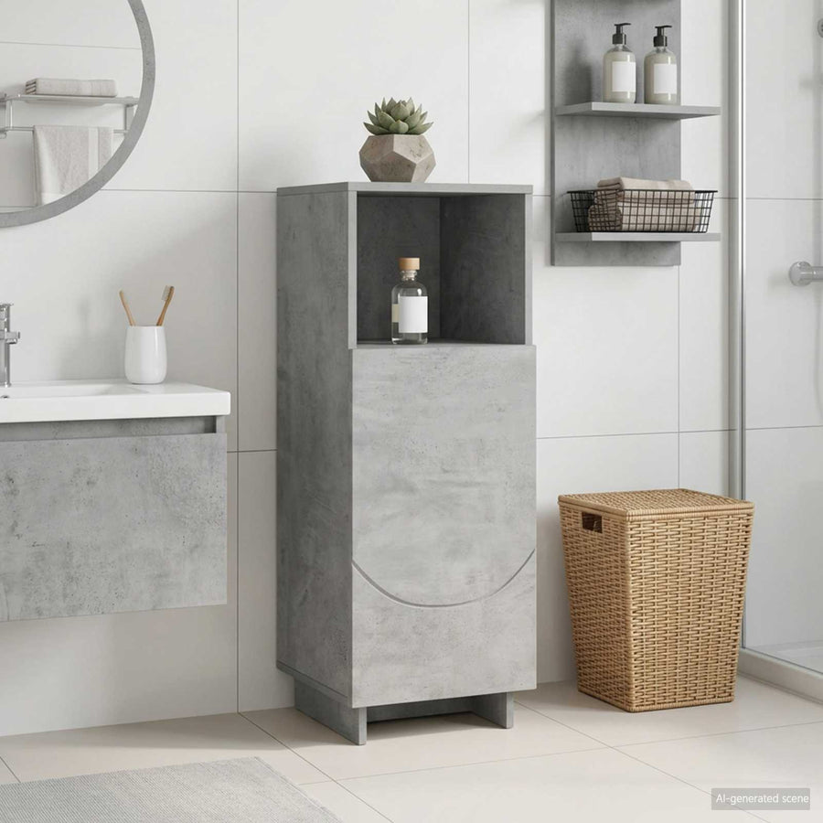 Badkamerkast Betongrijs 36,5 x 38 x 95 cm Bewerkt hout