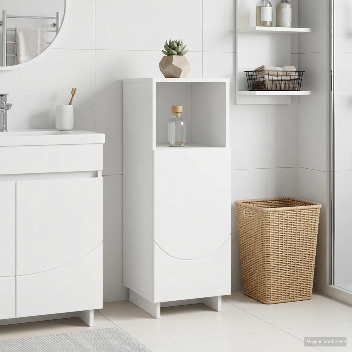 Badkamerkast Hoogglans Wit 36,5 x 38 x 95 cm Bewerkt hout