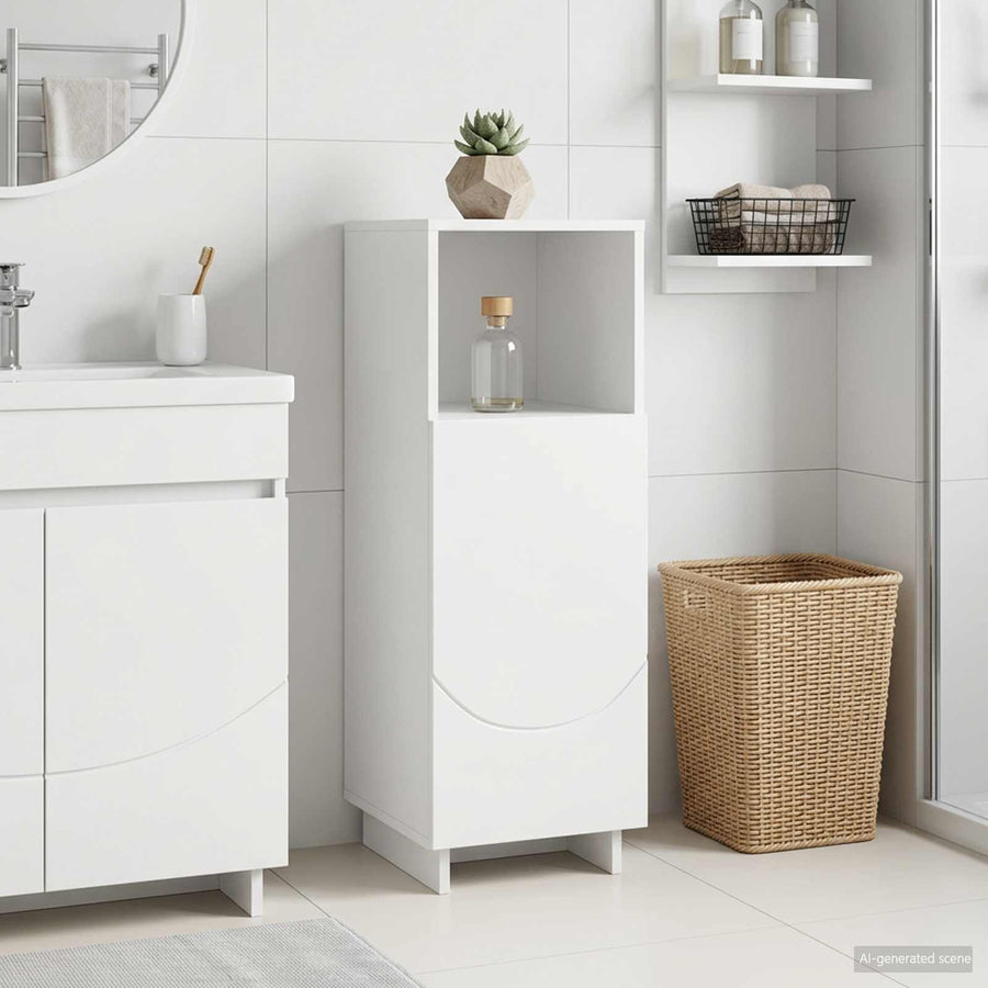 Badkamerkast Hoogglans Wit 36,5 x 38 x 95 cm Bewerkt hout
