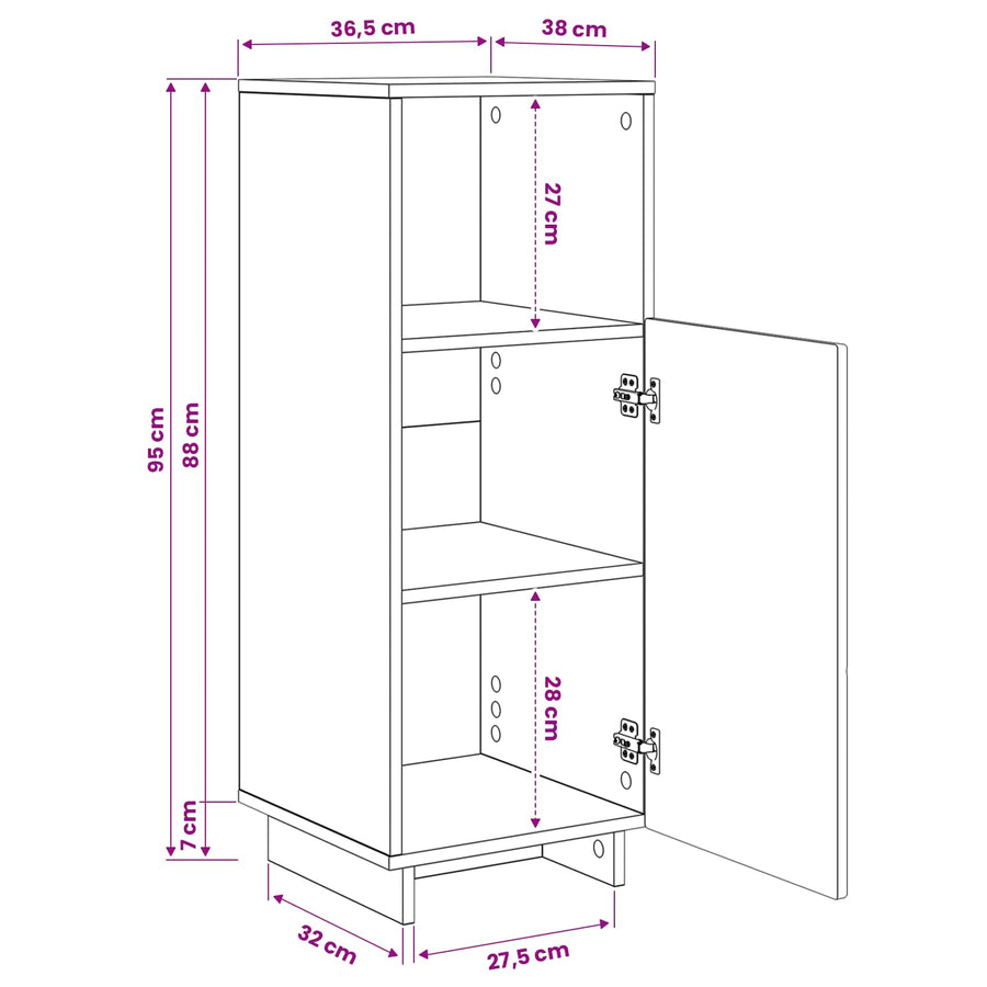 Badkamerkast Artisanaal eiken 36,5 x 38 x 95 cm Bewerkt hout