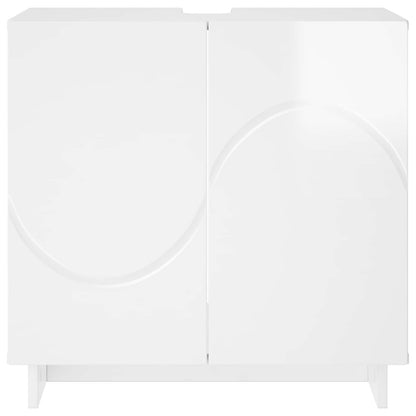 Badkamerkast Hoogglans Wit 60 x 41 x 58 cm Bewerkt hout