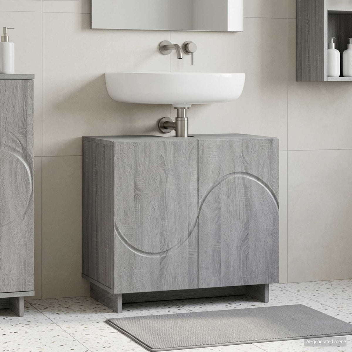 Badkamerkast Grijs Sonoma 60 x 41 x 58 cm Bewerkt hout