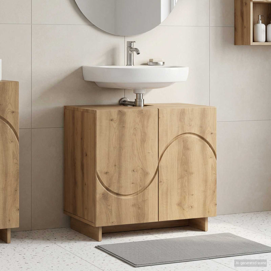 Badkamerkast Artisanaal eiken 60 x 41 x 58 cm Bewerkt hout