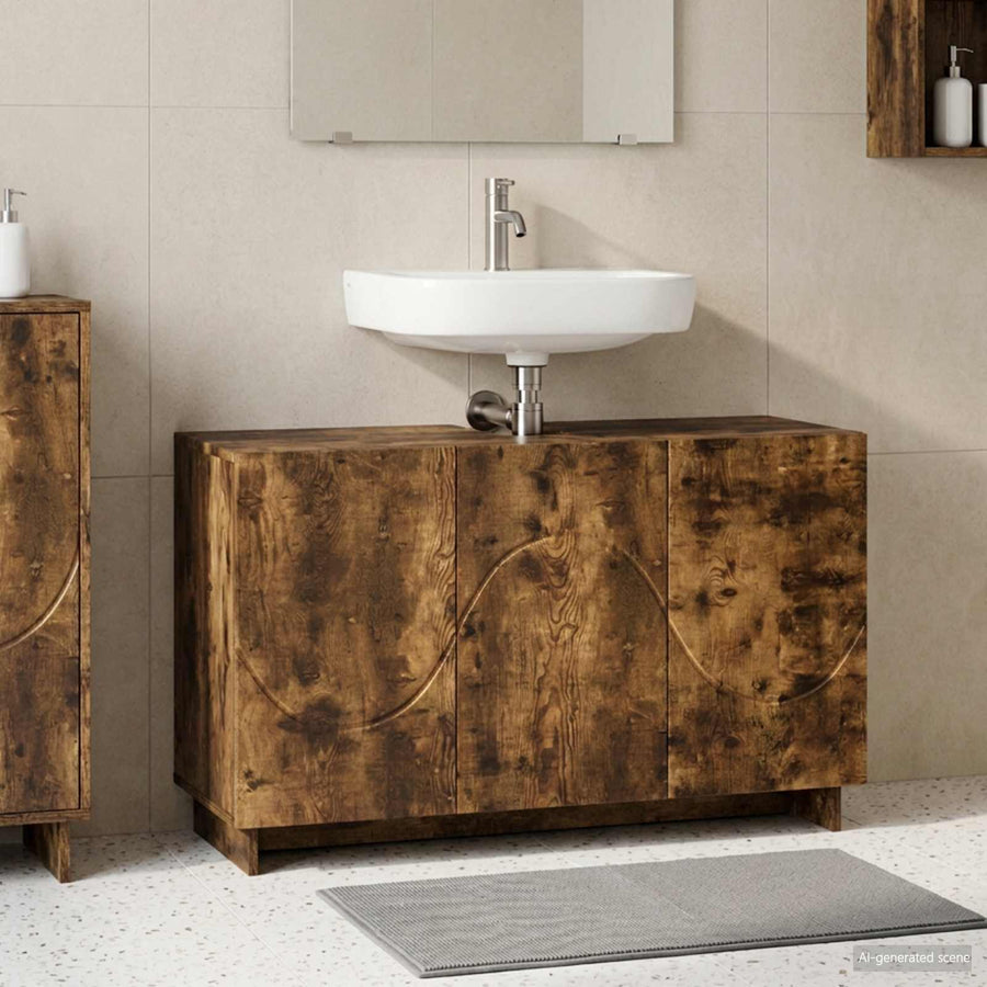 Badkamerkast Gerookt eiken 101 x 41 x 58 cm Bewerkt hout