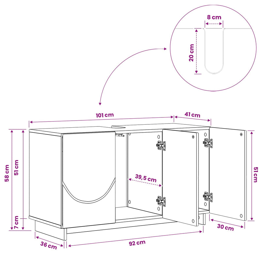 Badkamerkast Grijs Sonoma 101 x 41 x 58 cm Bewerkt hout