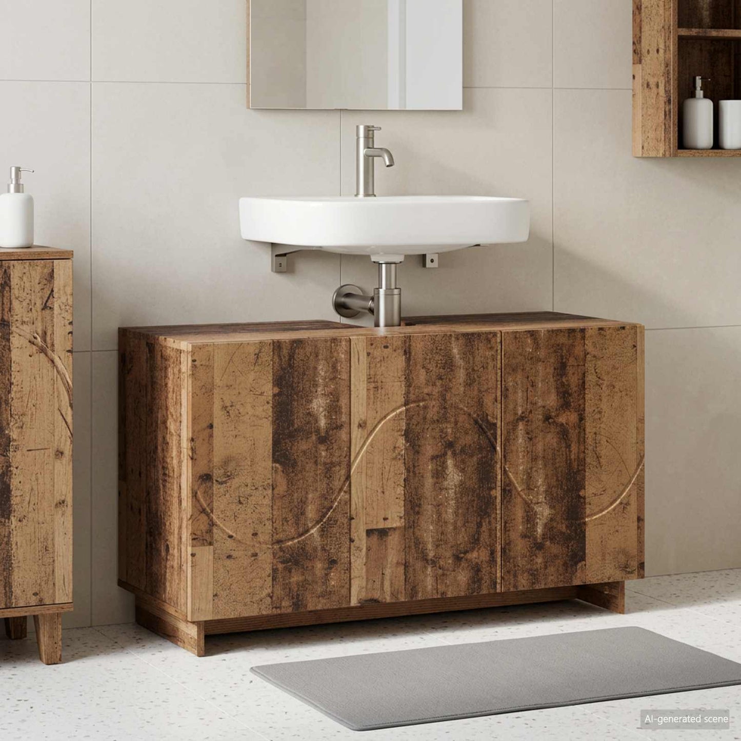 Badkamerkast Oud hout 101 x 41 x 58 cm Bewerkt hout
