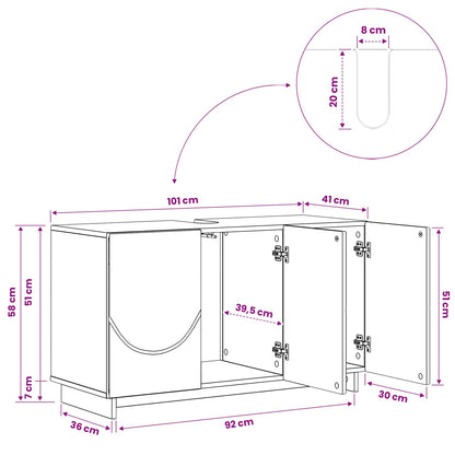 Badkamerkast Oud hout 101 x 41 x 58 cm Bewerkt hout