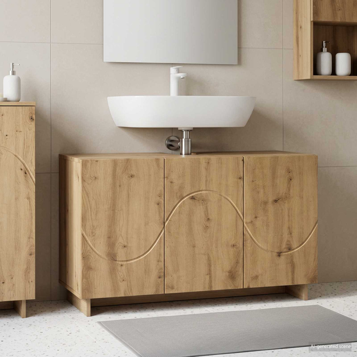 Badkamerkast Artisanaal eiken 101 x 41 x 58 cm Bewerkt hout