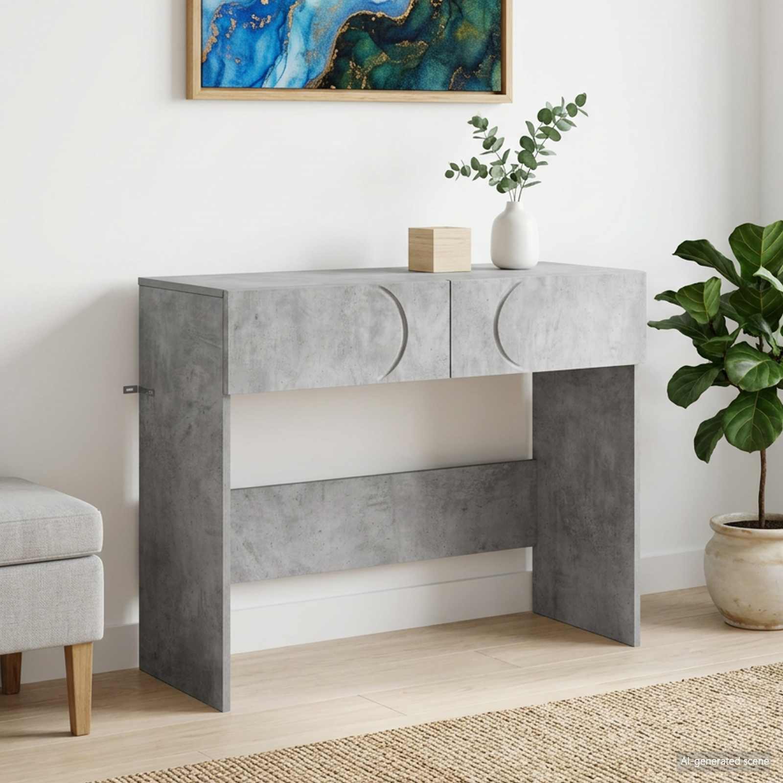 Consoletafel Betongrijs 96,5 x 38 x 75 cm Bewerkt hout