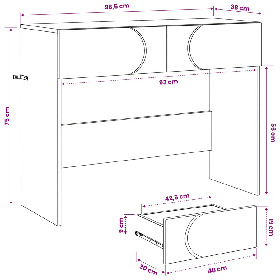 Consoletafel Betongrijs 96,5 x 38 x 75 cm Bewerkt hout