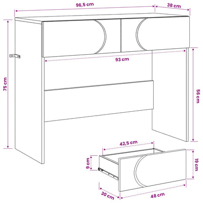 Consoletafel Hoogglans Wit 96,5 x 38 x 75 cm Bewerkt hout