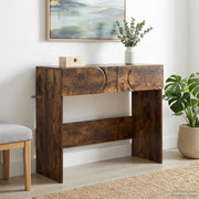 Consoletafel 96,5x38x75 cm bewerkt hout gerookt eiken