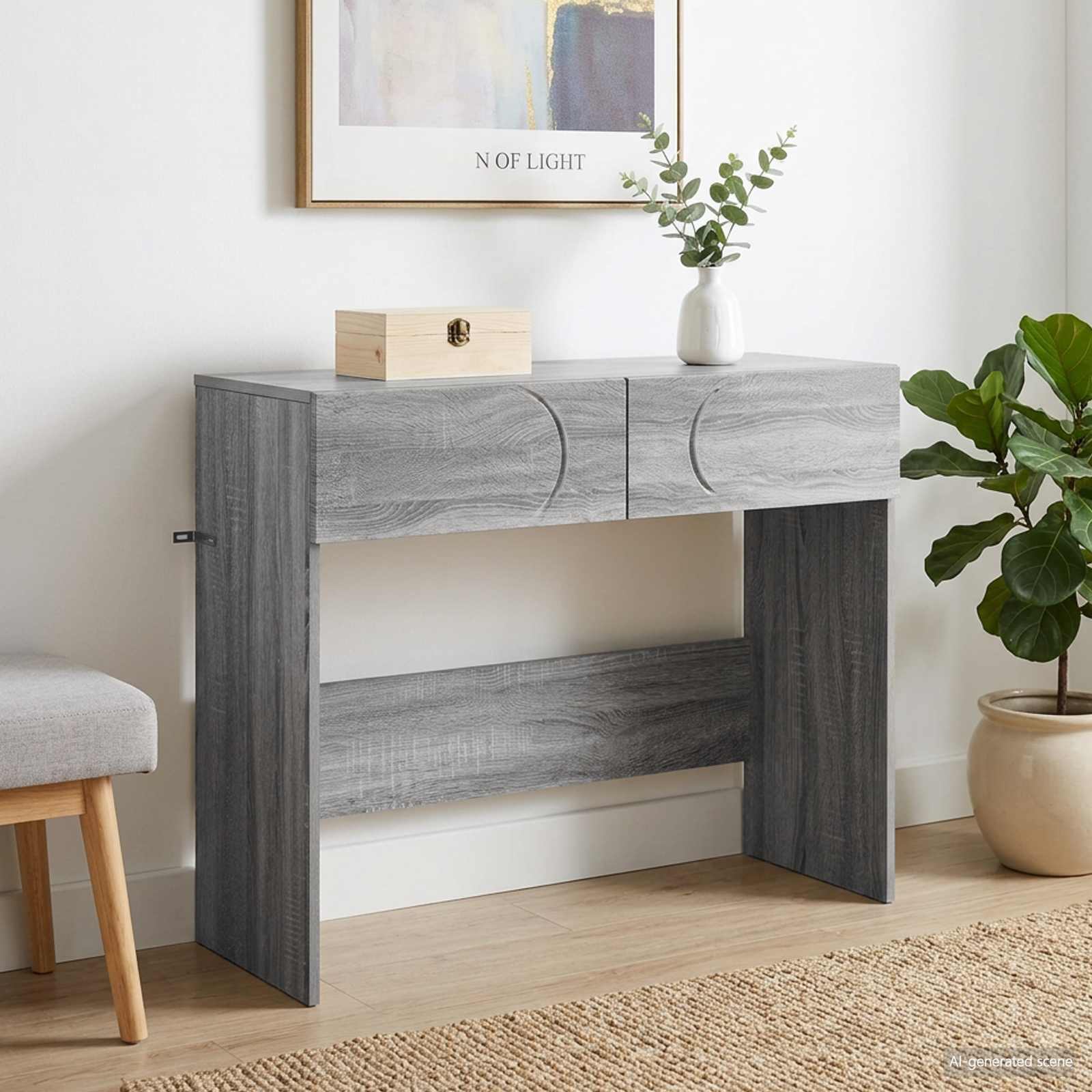 Consoletafel Grijs Sonoma 96,5 x 38 x 75 cm Bewerkt hout
