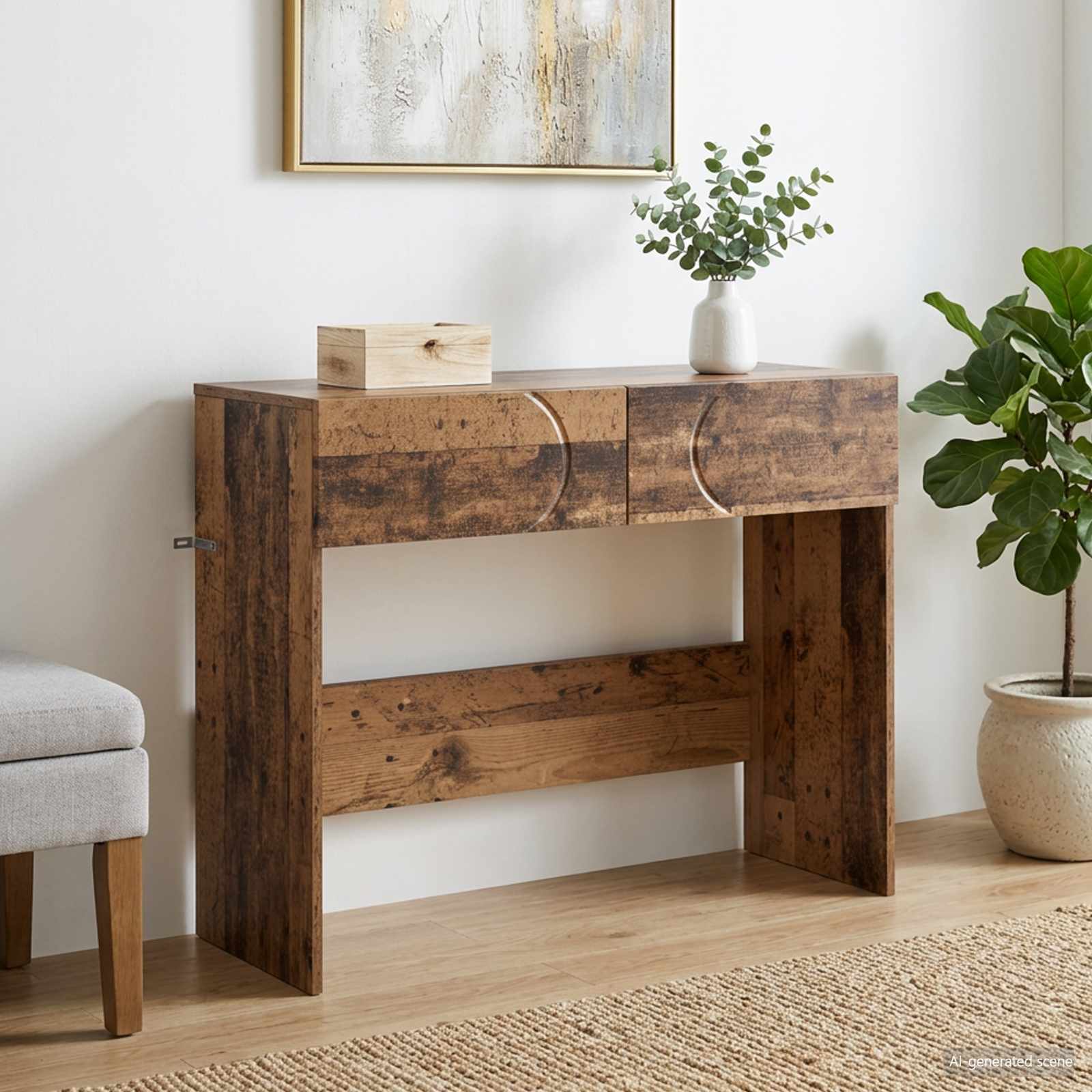 Consoletafel Oud hout 96,5 x 38 x 75 cm Bewerkt hout