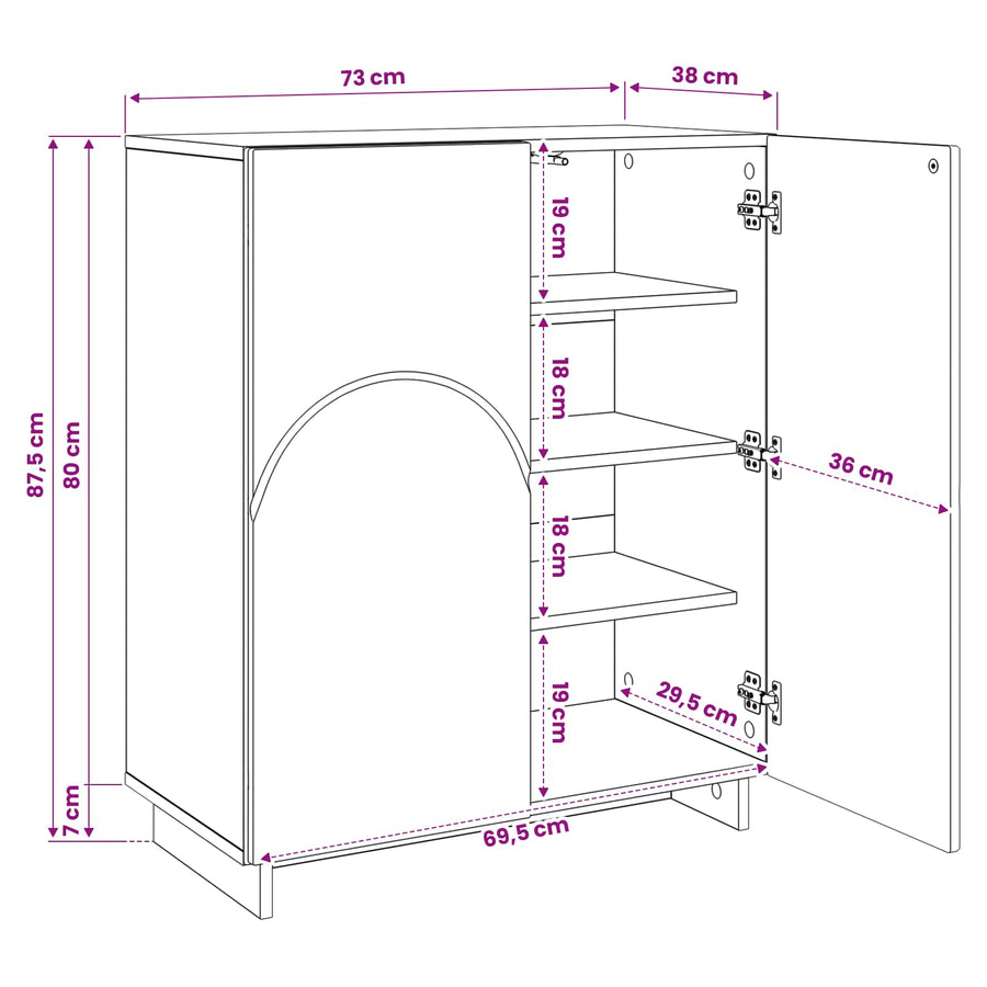 Schoenenkast 73 x 38 x 87,5 cm Bewerkt hout Sonoma Eiken