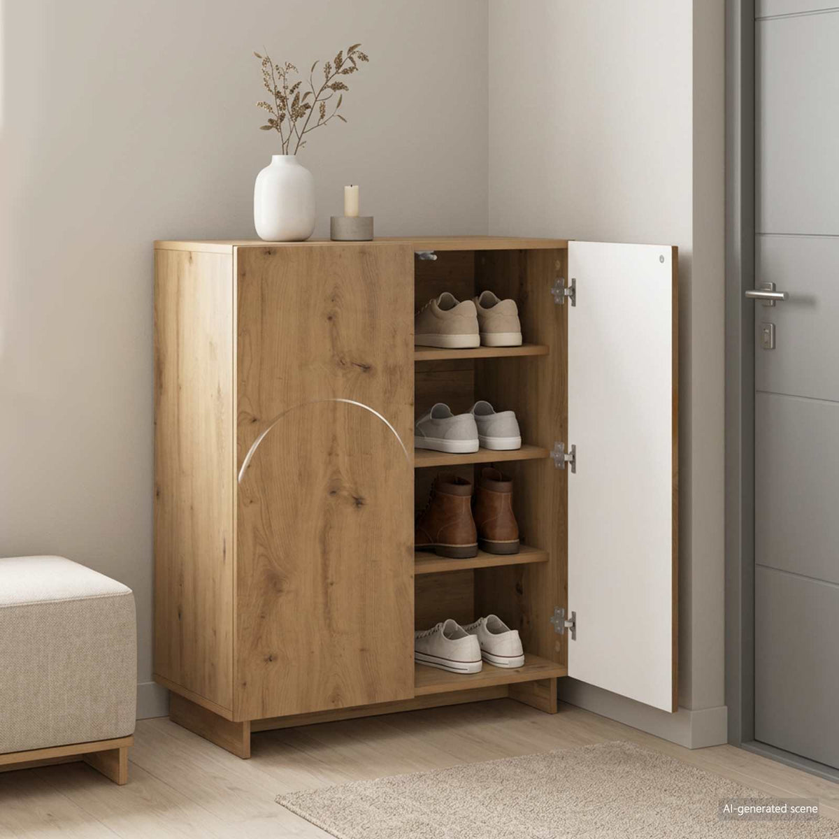 Schoenenkast 73 x 38 x 87,5 cm Bewerkt hout Artisanaal eiken