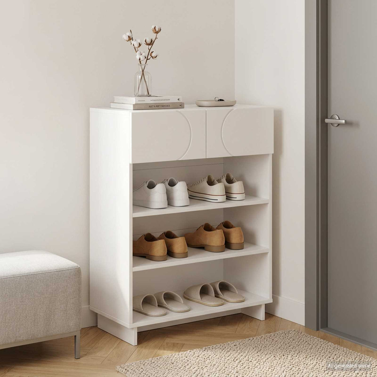 Schoenenkast 73 x 38 x 87,5 cm Bewerkt hout Wit