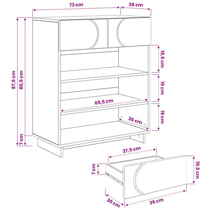 Schoenenkast 73 x 38 x 87,5 cm Bewerkt hout Betongrijs