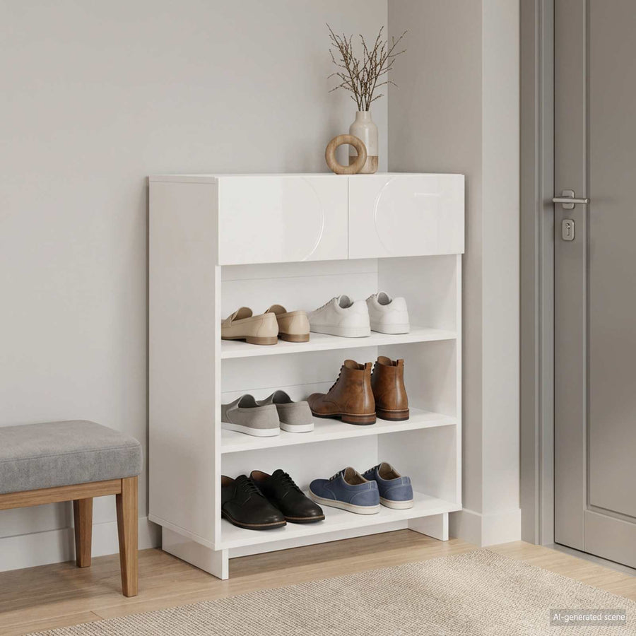 Schoenenkast 73 x 38 x 87,5 cm Bewerkt hout Hoogglans Wit
