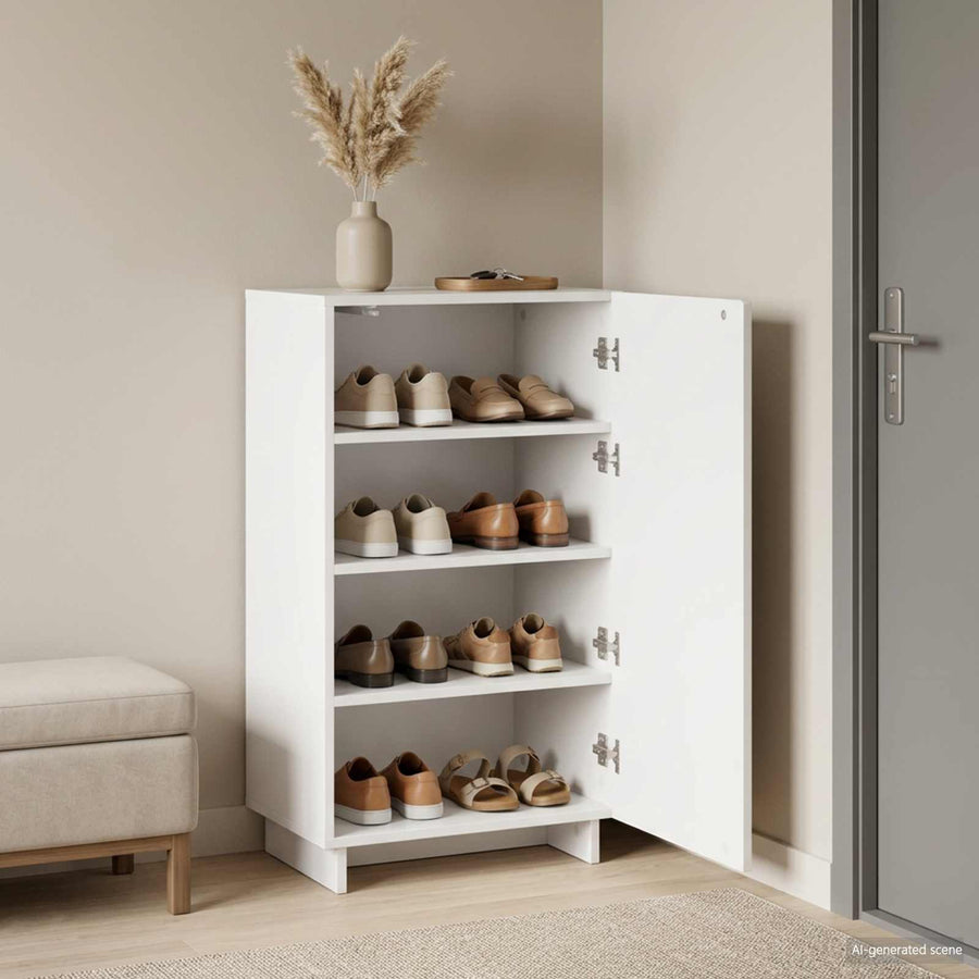 Schoenenkast 48 x 38 x 87,5 cm Bewerkt hout Hoogglans Wit