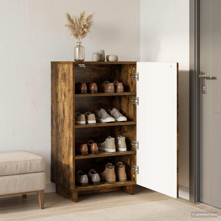 Schoenenkast 48 x 38 x 87,5 cm Bewerkt hout Gerookt eiken