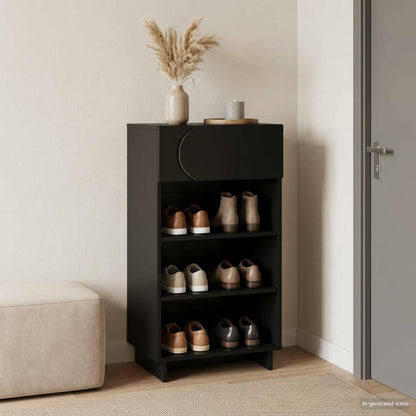 Schoenenkast 48 x 38 x 87,5 cm Bewerkt hout Zwart