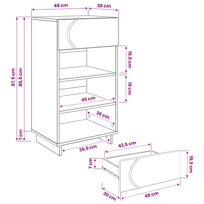 Schoenenkast 48 x 38 x 87,5 cm Bewerkt hout Gerookt eiken