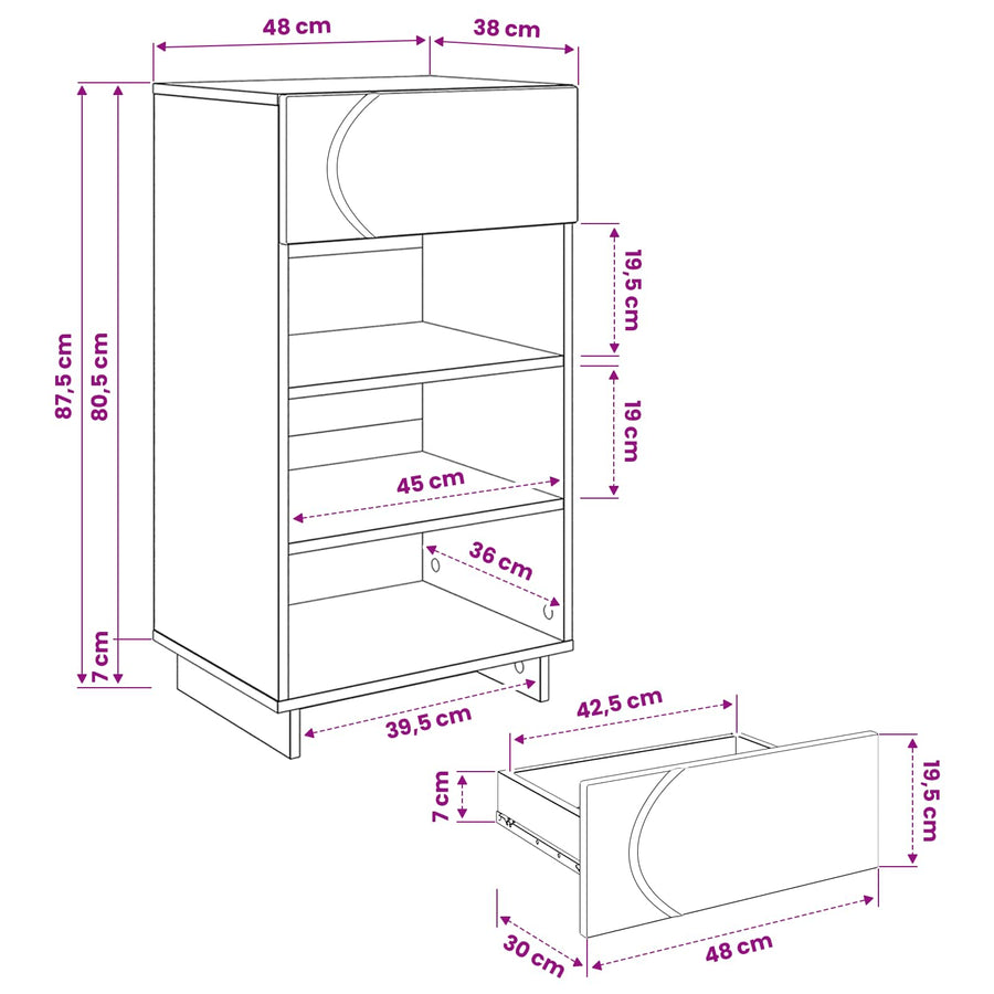 Schoenenkast 48 x 38 x 87,5 cm Bewerkt hout Gerookt eiken