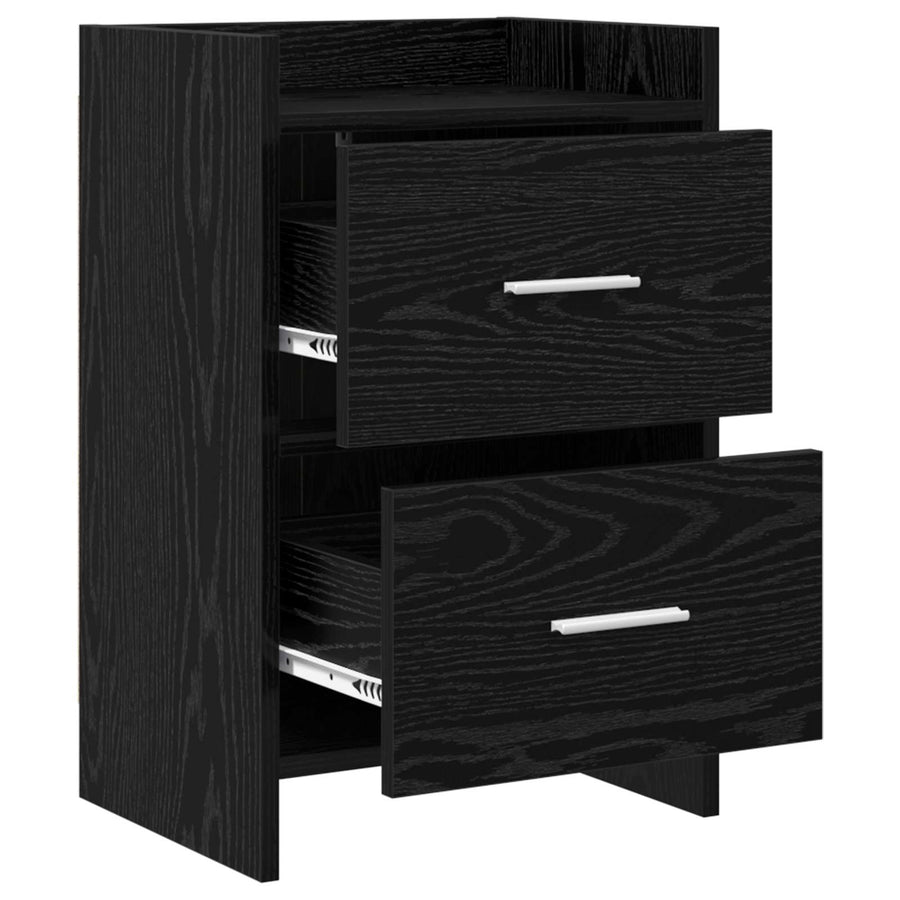Nachtkastjes Zwart eiken 40 x 30 x 60 cm Bewerkt hout